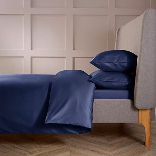 Christy 400 Thread Count Mako Satin Cotton Duvet Cover and Pillowcase Set in Blue, W/D/H: 140 x 200 cm – 7