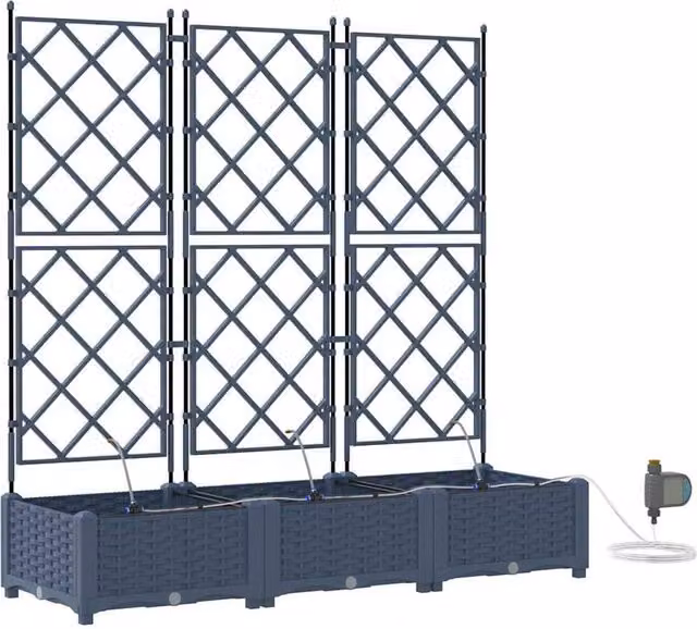 Berkfield Home Garden Planter Set with Water Irrigation System, 3 Pieces, Grey, Stainless Steel