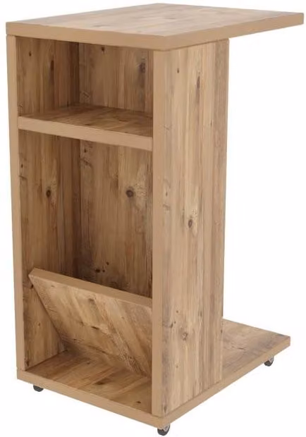 CALICOSY FLINTA Rolling Storage Shelf in Light Oak, Height: 63 cm, Width: 40 cm, Depth: 30 cm – 1