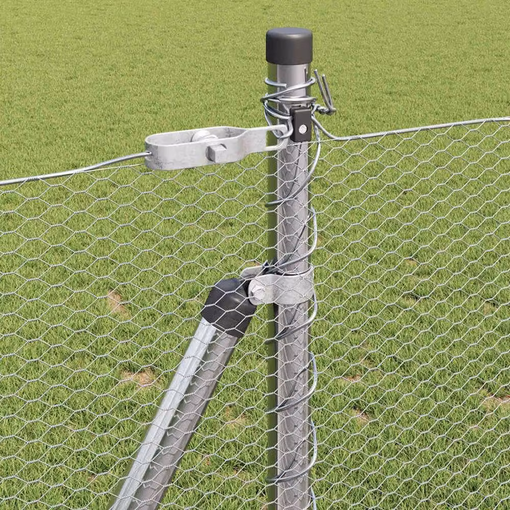 Berkfield Home Durable Galvanised Steel Fencing Set of 2, Silver, W: 1 m, H: 25 cm – 3