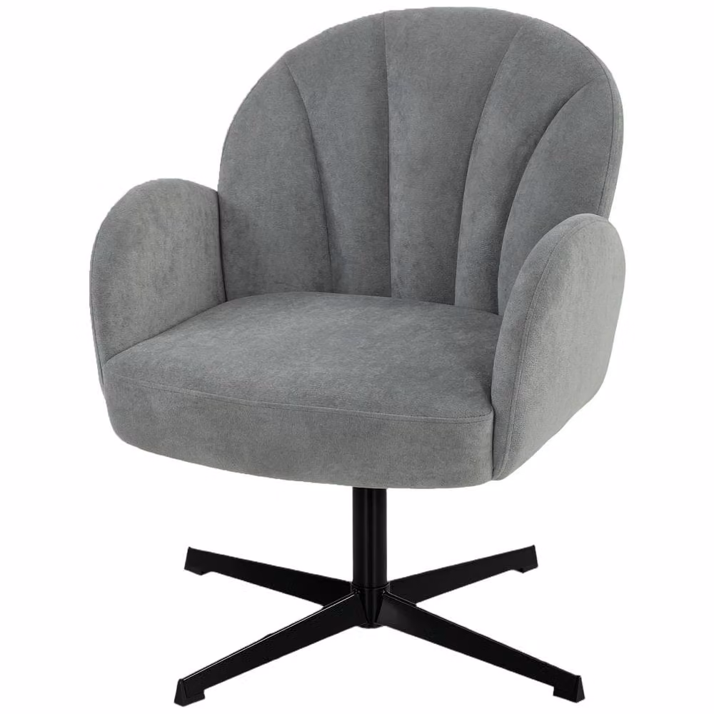 STILVORA Modern Grey Velvet Swivel Armchair with 360 Degree Rotation, H 80.0 x W 68.0 x D 64.5 cm – 3