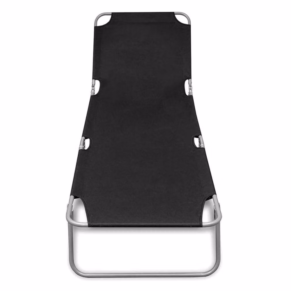 Berkfield Home Folding Sun Lounger with Adjustable Headrest in Black Powder-coated Steel – 2