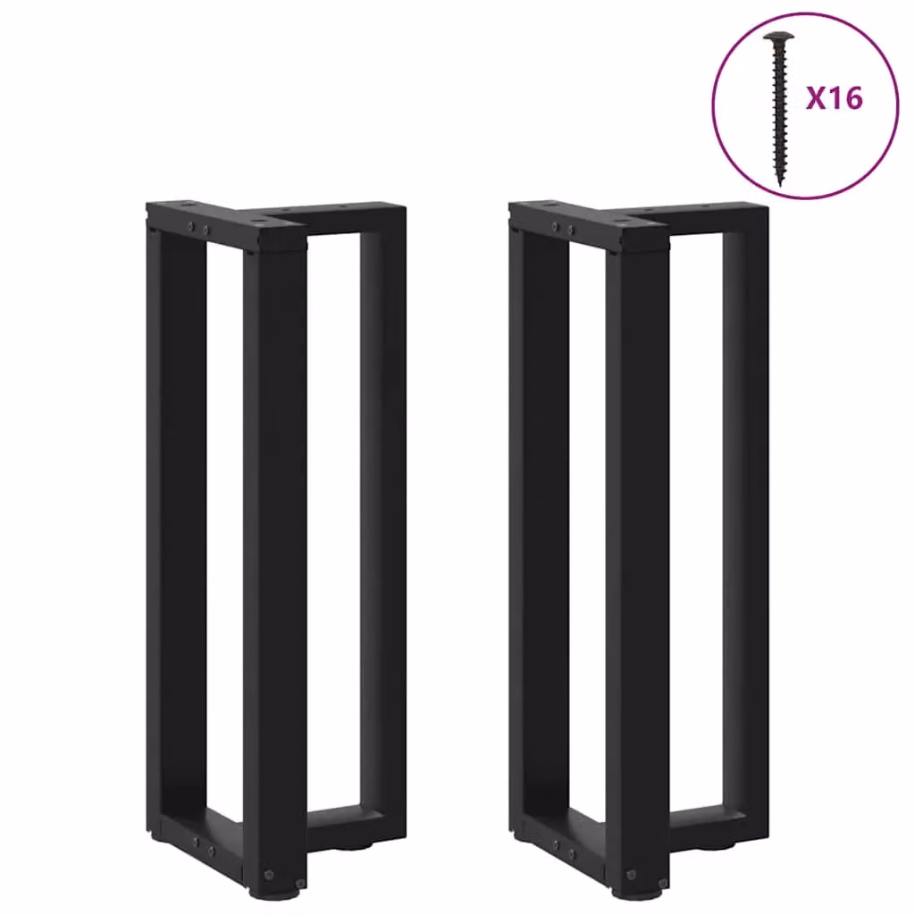 Berkfield Home T-Shaped Console Table Legs, 2 Pieces, Black Steel, W: 38 cm, D: 25 cm, H: 72-73 cm – 2