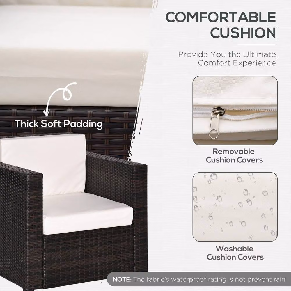 NESTLUNE Black Polyrattan Garden Armchair with Cushions – 4
