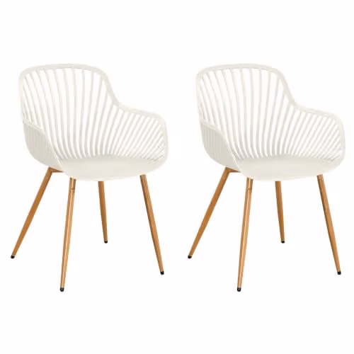 Core Products Sunray Outdoor Dining Armchairs, Set of 2 Weather-Resistant Bistro Chairs in White and Green
