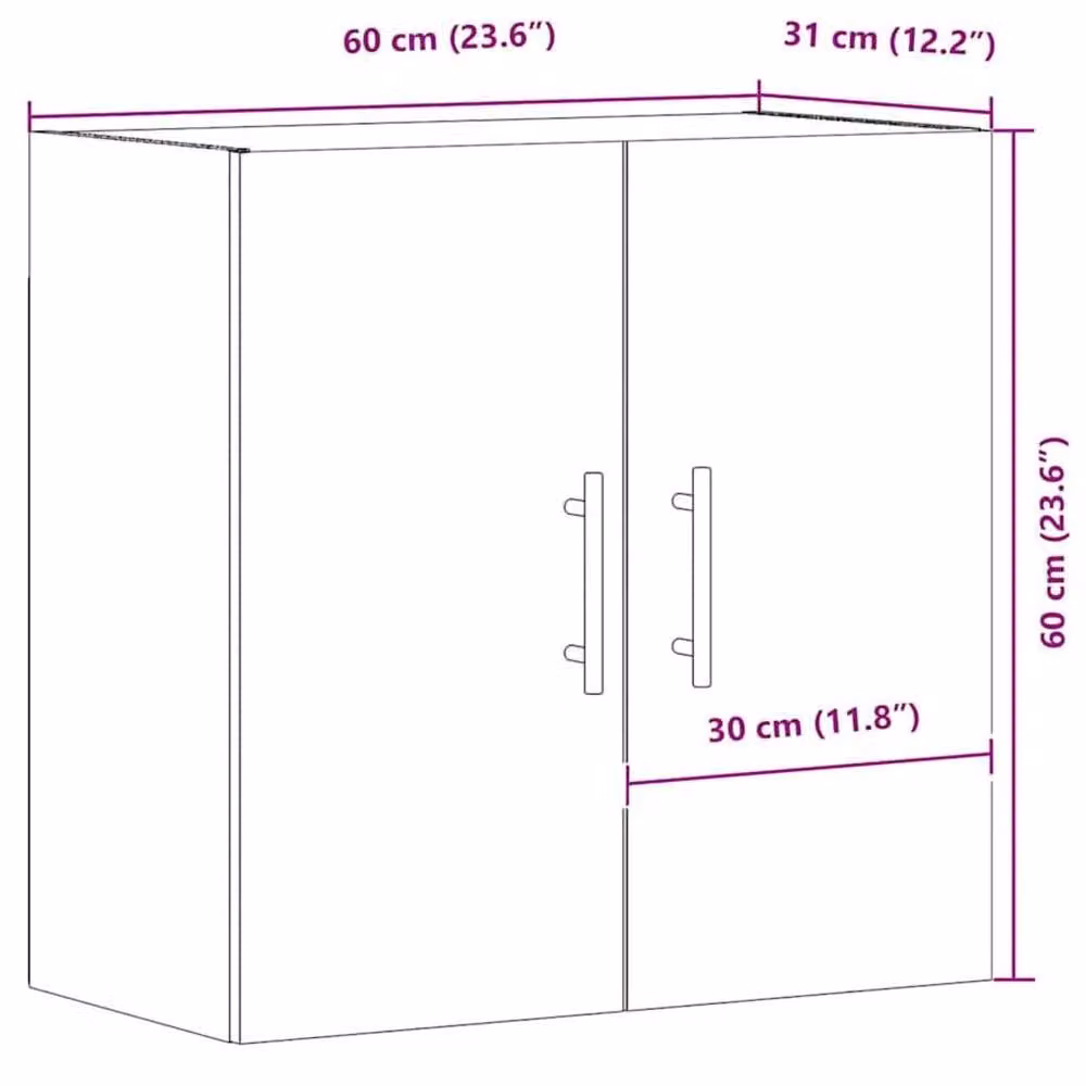 Berkfield Home Artisan Oak Wall Cabinet in Brown, W/D/H: 60 x 31 x 60 cm – 5