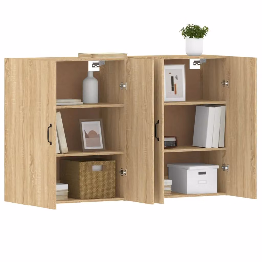 Berkfield Home Set of 2 Wall Mounted Cabinets in Sonoma Oak Brown Engineered Wood – 2