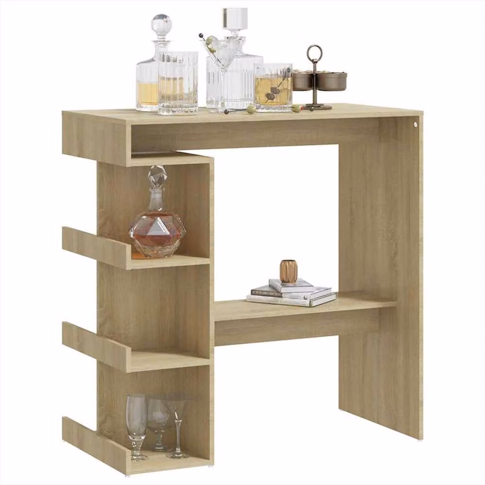 Berkfield Home Modern Bar Table with Storage Rack in Sonoma Oak, W/D/H: 100 x 50 x 101.5 cm – 3