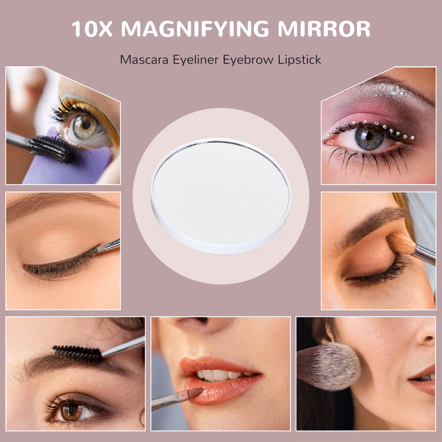 HOMCOM Hollywood Tabletop Vanity Mirror with LED Lights, 10X Magnifying, USB Charging Port, White, W: 63 cm, H: 50 cm, D: 63 cm – 5