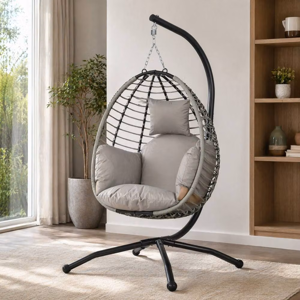 STILVORA Hanging Egg Chair with Cushion in Grey – 2