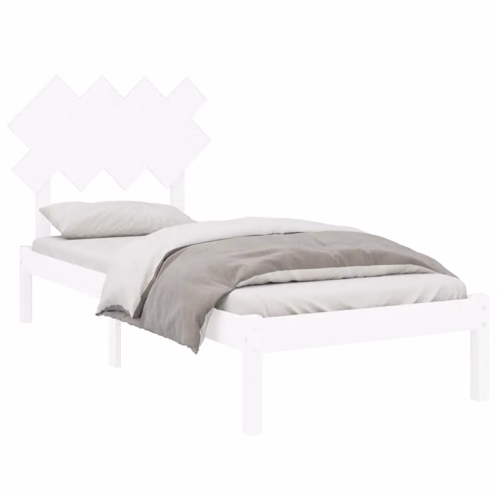 Berkfield Home White Solid Pine Wood Bed Frame W/D/H: 90 x 200 cm – 2
