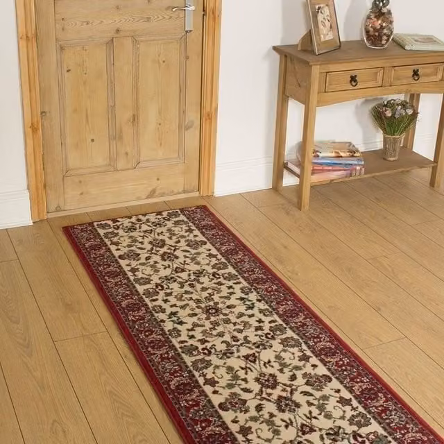 runrug Traditional Hallway Carpet Runner Rug in Beige, W: 60 cm, L: 150 cm – 1