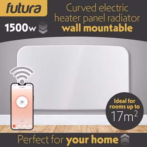 Futura 1500W WiFi Smart Electric Convector Radiator, White Wall Mounted Panel Heater with Timer and Thermostat – 2