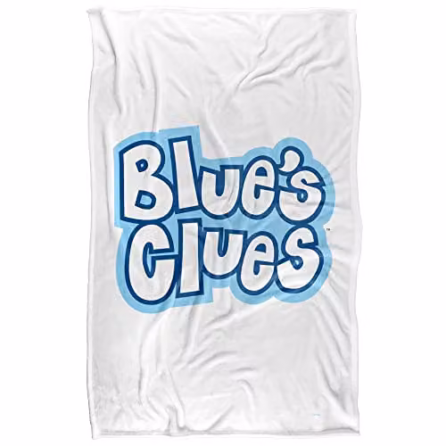 Nickelodeon Blue's Clues Vintage Logo Silky Touch Super Soft Fleece Throw Blanket in White and Blue, W: 91 cm, D: 147 cm – 1