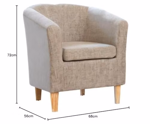 Artemis Home Alderwood Fabric Tub Chair Armchair in Brown and Beige, W: 68 cm, H: 72 cm, D: 56 cm – 2