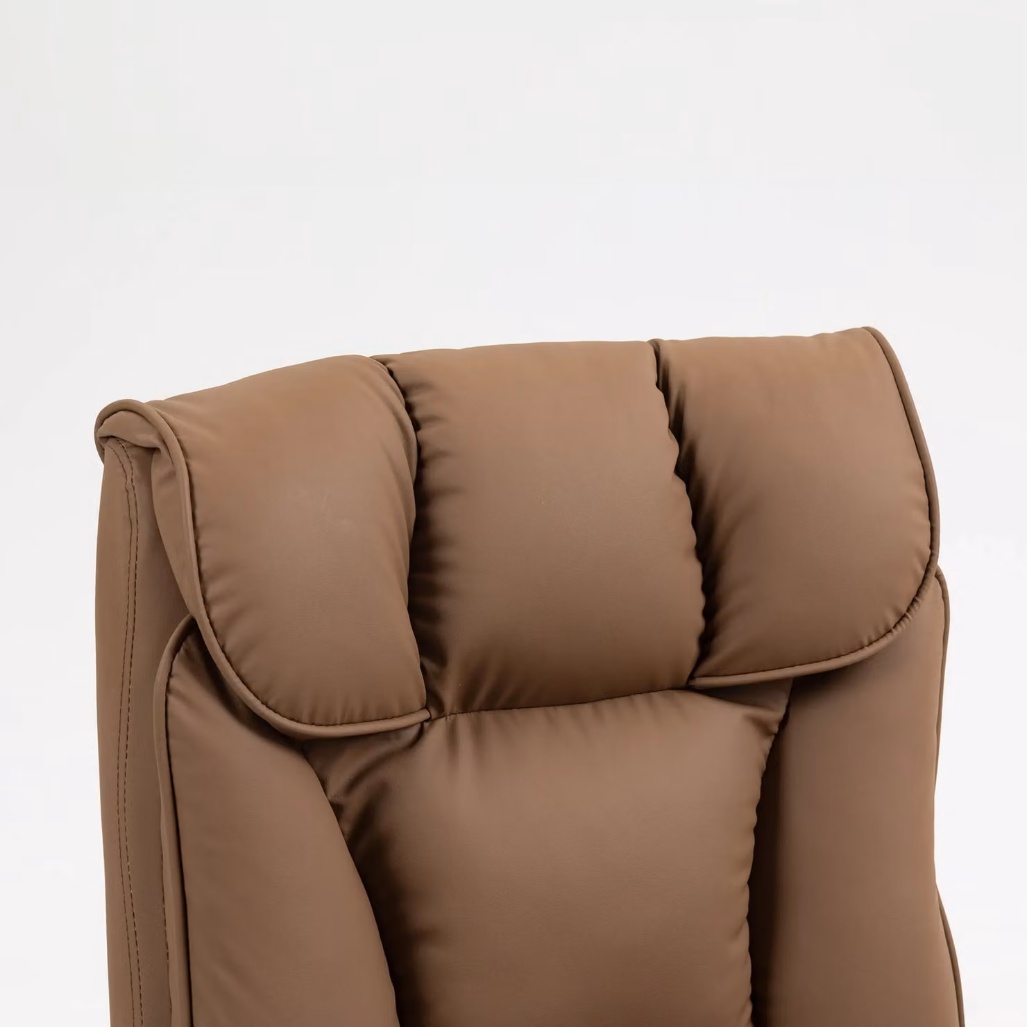 HOMCOM Brown Faux Leather Reclining Executive Swivel Office Chair with Armrests and Headrest – 9