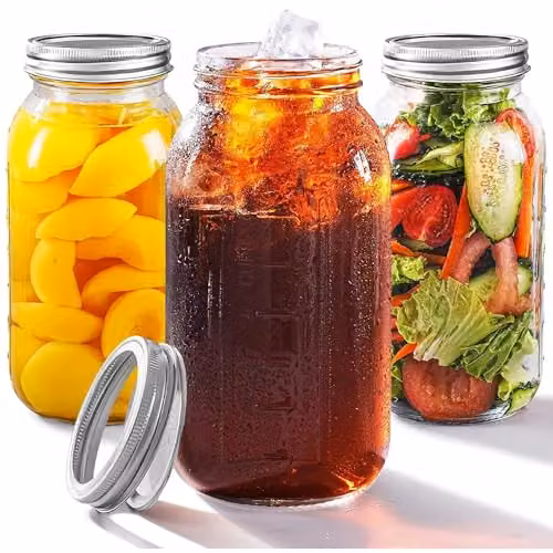 ATEK 3 Pack Airtight Glass Mason Jars with Leakproof Lids, Transparent, 2 l – 7
