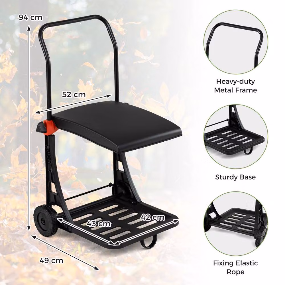 Costway Black Metal Moving Trash Bag Holder and Leaf Bag Stand Cart with Wheels – 2