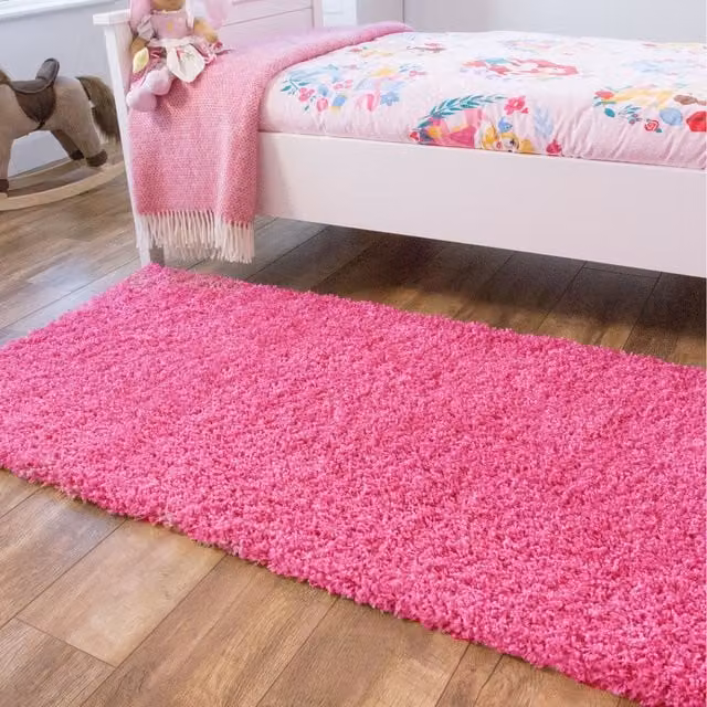 The Rug House Soft Value Shaggy Area Rug in Pink, W: 110 cm, D: 60 cm