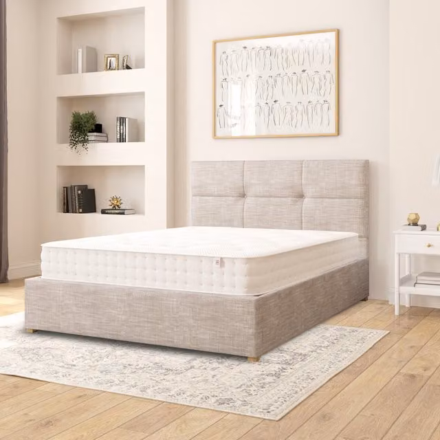 Aspire Caine Upholstered Cotton Ottoman Storage Bed in Grey, W/D/H: 180 x 200 cm