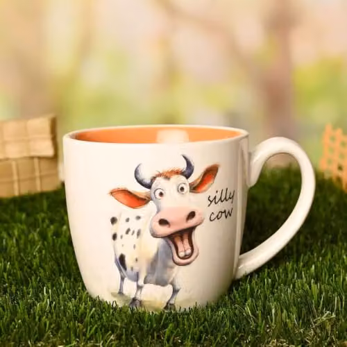 Widdop and Co Funny Silly Cow Ceramic Mug, Multicolour, 300ml – 2
