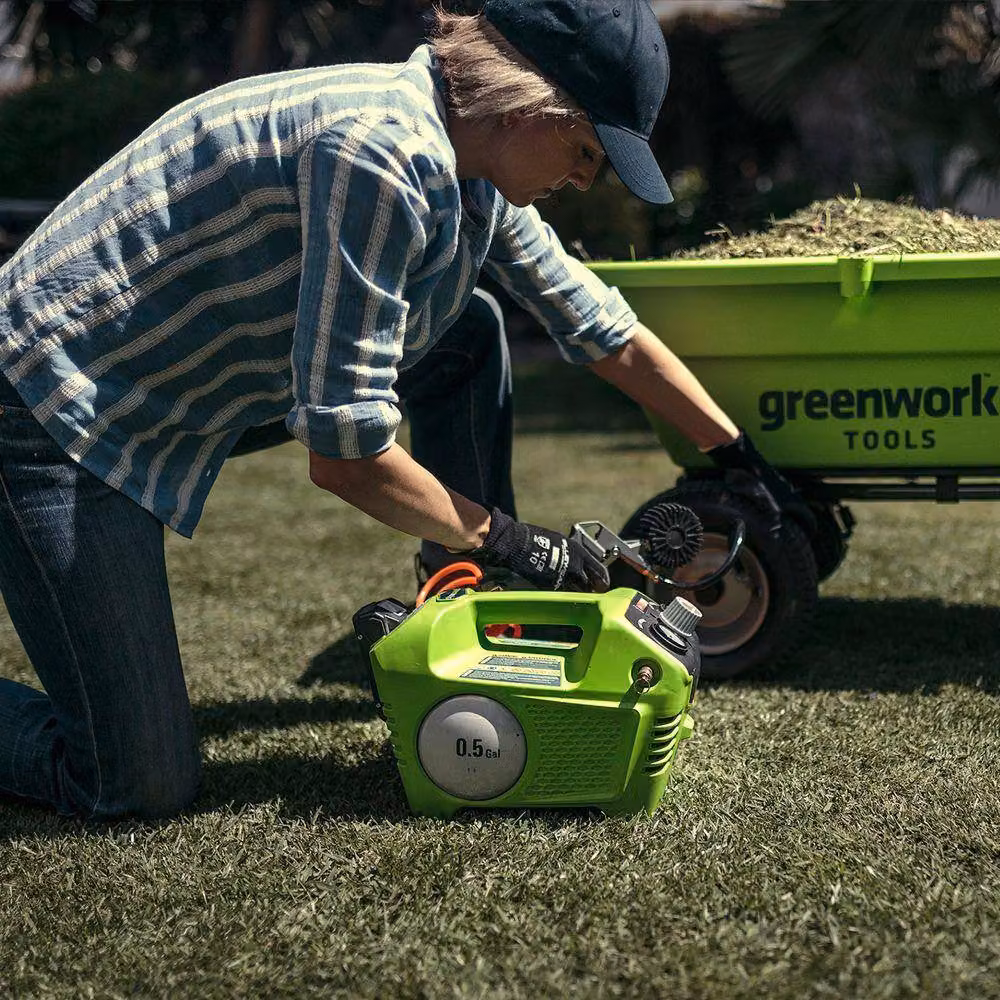 Greenworks 24V Cordless Air Compressor in Green (Battery and Charger Not Included) – 3