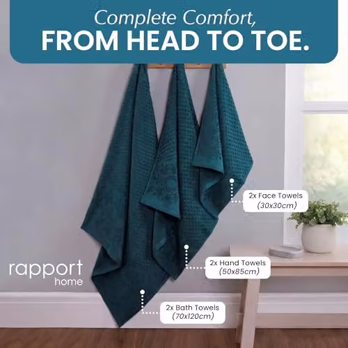Rapport Home Versailles Jacquard 6-Piece Cotton Towel Bale Set in Petrol Blue – 2