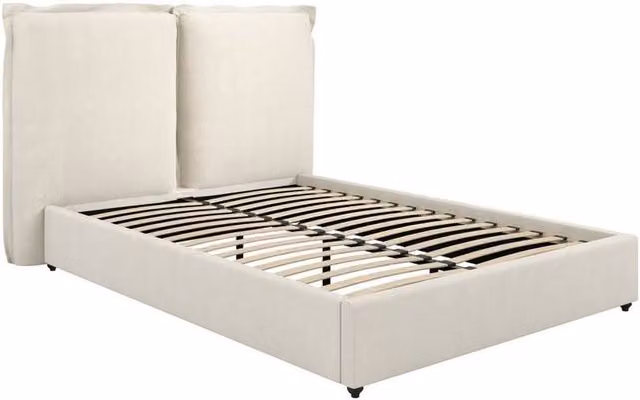 Lemon Pavilion Furniture Sunday Double Bed Frame, Upholstered Linen Blend in Ivory