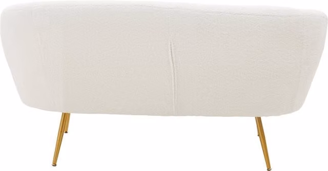 Interiors by Premier Yazmin 2 Seat Sofa in White Teddy Bouclé Fabric with Gold Finish Legs
