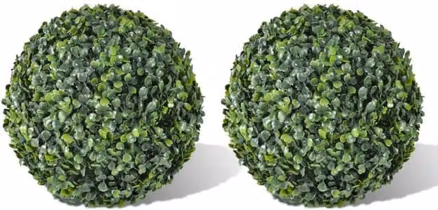 Berkfield Home Green Boxwood Ball Artificial Leaf Topiary, 2 Pack, Diameter: 35 cm