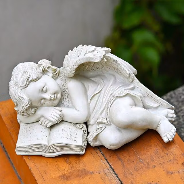 Quipulse Solar-Powered Angel Figurine White Tabletop Outdoor Decor Night Light W/H/D: 13.3 x 19.5 x 13.3 cm – 1