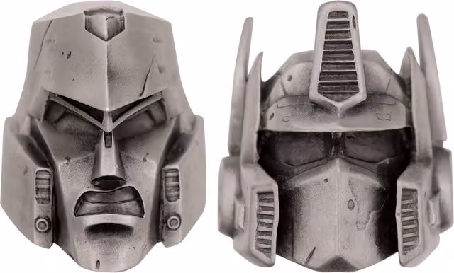 Set of 2 Transformers Limited Edition Metal Helmet Replicas in Grey and Silver