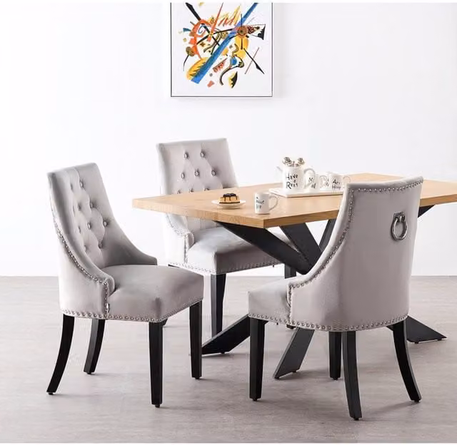 Life Interiors Windsor Duke LUX Modern Rectangular Dining Set with 4 Chairs in Grey