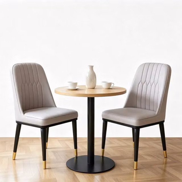 FLAVORA Set of 2 Grey Upholstered Dining Chairs