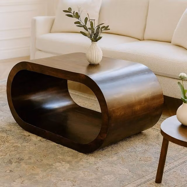 Artisan Furniture Amaya Modern Oval Mango Wood Coffee Table in Brown
