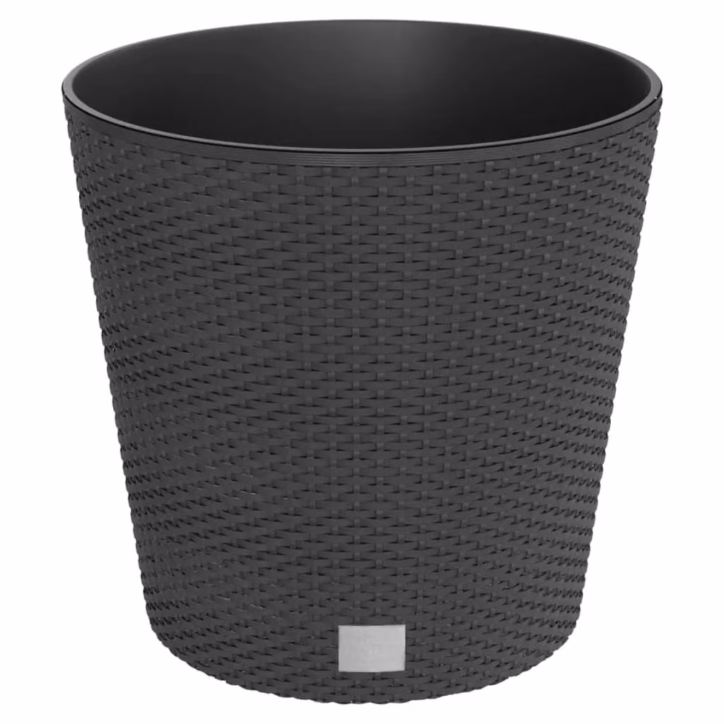 Berkfield Home Black Rattan Planter with Removable Anthracite Inner Tub, 35/37.5 L – 2