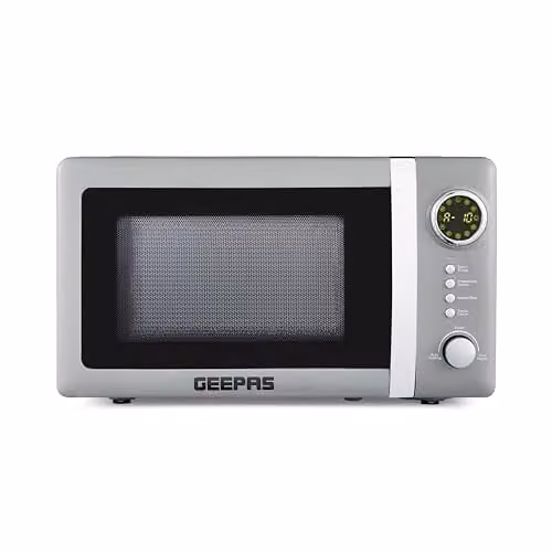 Geepas Retrovive 700W Digital Solo Microwave Oven, 20L, Grey