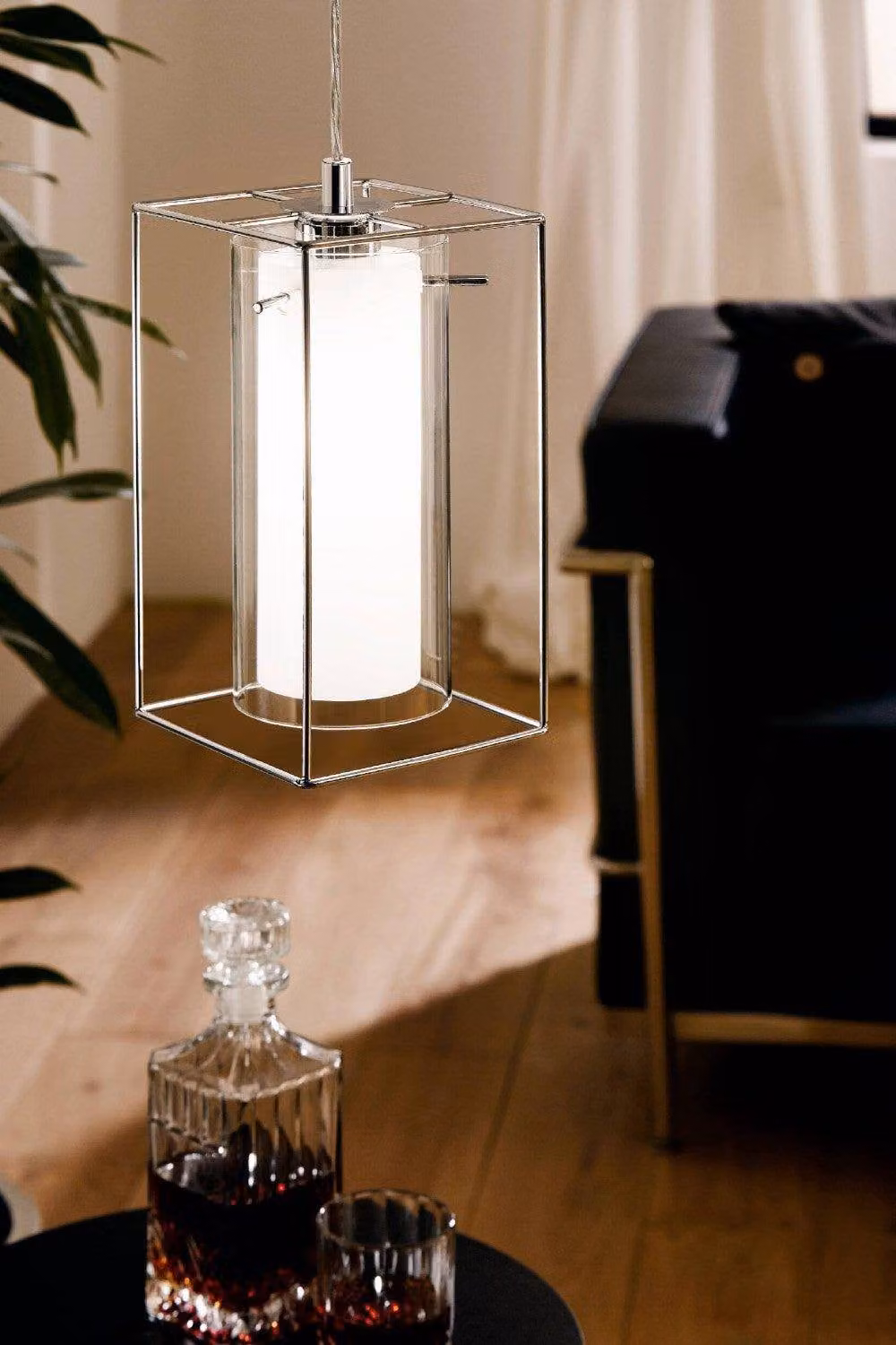 Eglo Loncino 3-Light Suspended Ceiling Fitting in Chrome and White with Transparent Glass – 2