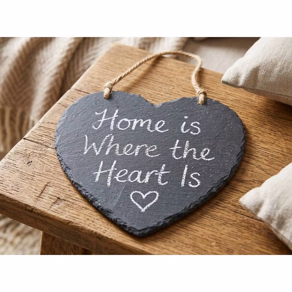 FLAVORA Grey Slate Heart Hanging Notice Board – 3