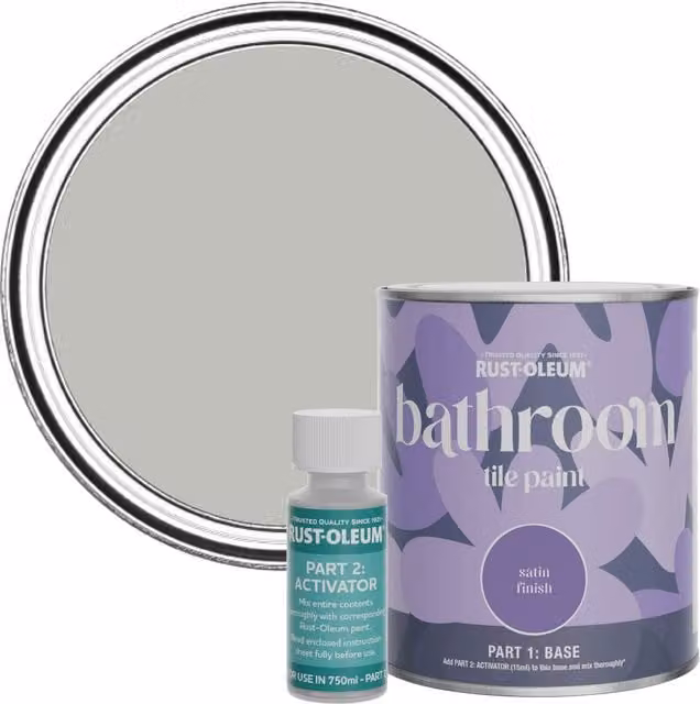 Rust-Oleum Bathroom Tile Paint in Satin Finish, Flint Grey, 0.75 l