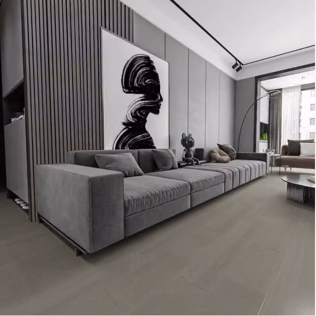 PBSL Group Slatted Acoustic Wood Wall Panel in Grey, W: 60 cm, H: 240 cm, D: 2.2 cm