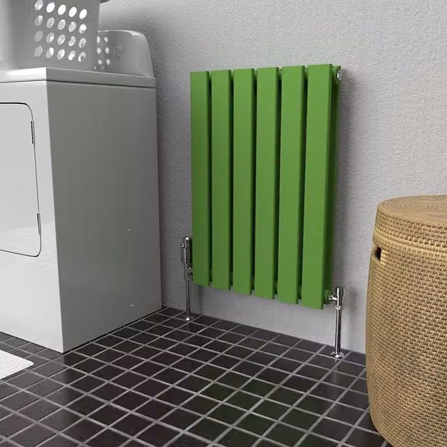 Lux Heat Flat Horizontal Double Steel Radiator in Green, W: 60 cm, H: 42 cm