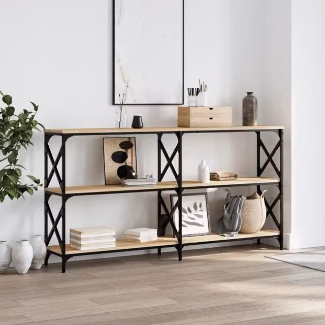 Berkfield Home Console Table in Sonoma Oak Brown, W: 156 cm, D: 28 cm, H: 80.5 cm – 1