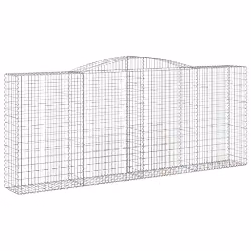 vidaXL Set of 5 Arched Gabion Baskets in Silver Galvanised Steel, W: 400 cm, D: 50 cm, H: 160-180 cm