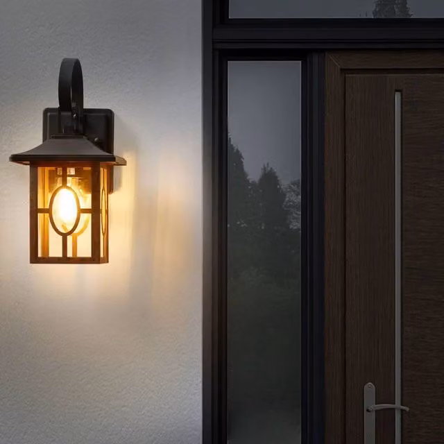 Wyld and Coco Matte Copper Outdoor Wall Lantern with Transparent Glass and E27 Socket