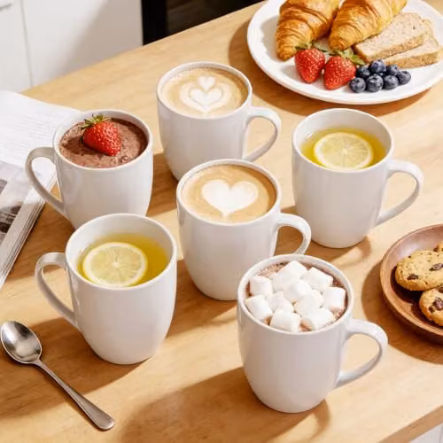 Simpa White Porcelain Classic Mugs, Set of 12 – 7
