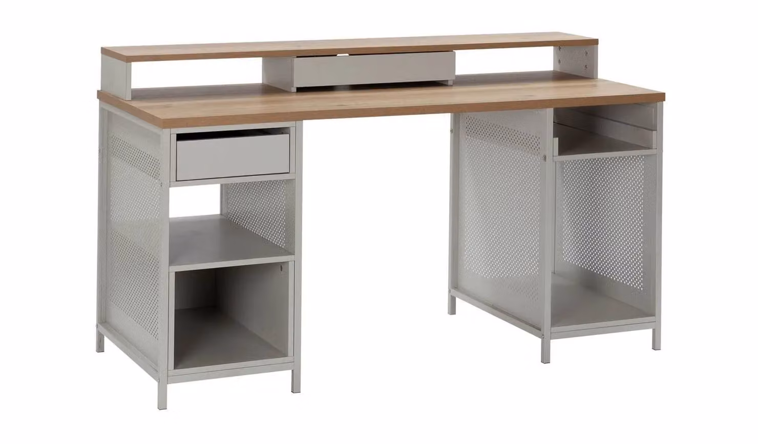 Cheap Furniture Warehouse Modular 1 Drawer Gaming Desk in Grey and Oak Effect, W/D/H: 150 x 60 x 76 cm