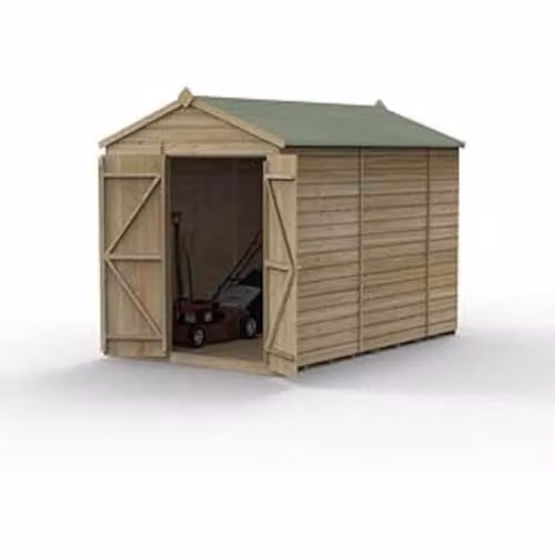 Forest Garden Apex Wooden Shiplap Shed with Double Doors, Brown, W: 304.8 cm, D: 224.47 cm, H: 198.8 cm