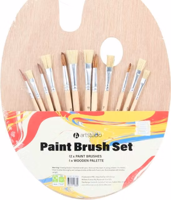 Art Studio Multicolour Wooden Paint Brush Set for Adults