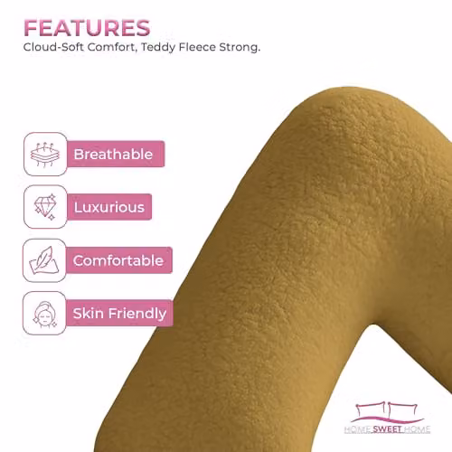 Snug City Teddy Fleece V Shaped Pillowcase in Yellow – 3